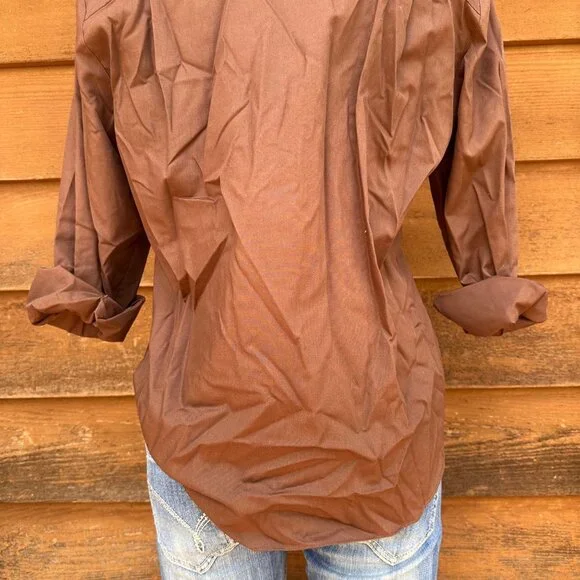 Foxcroft Milk Chocolate Wrinkle Free RN21664 Button Down Shirt Size 12P - Picture 8 of 8